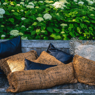 The Four-Panel Leather Cushion Cover - Black - 40 x 40 cm