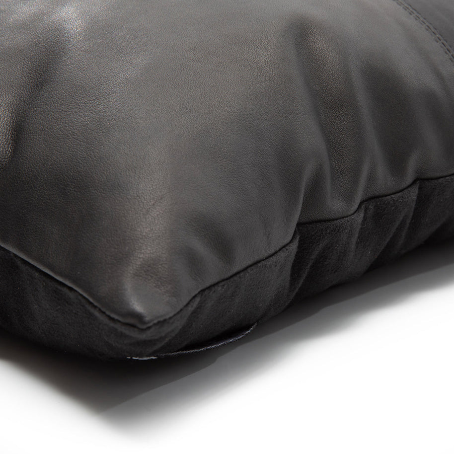 The Four-Panel Leather Cushion Cover - Black - 40 x 40 cm