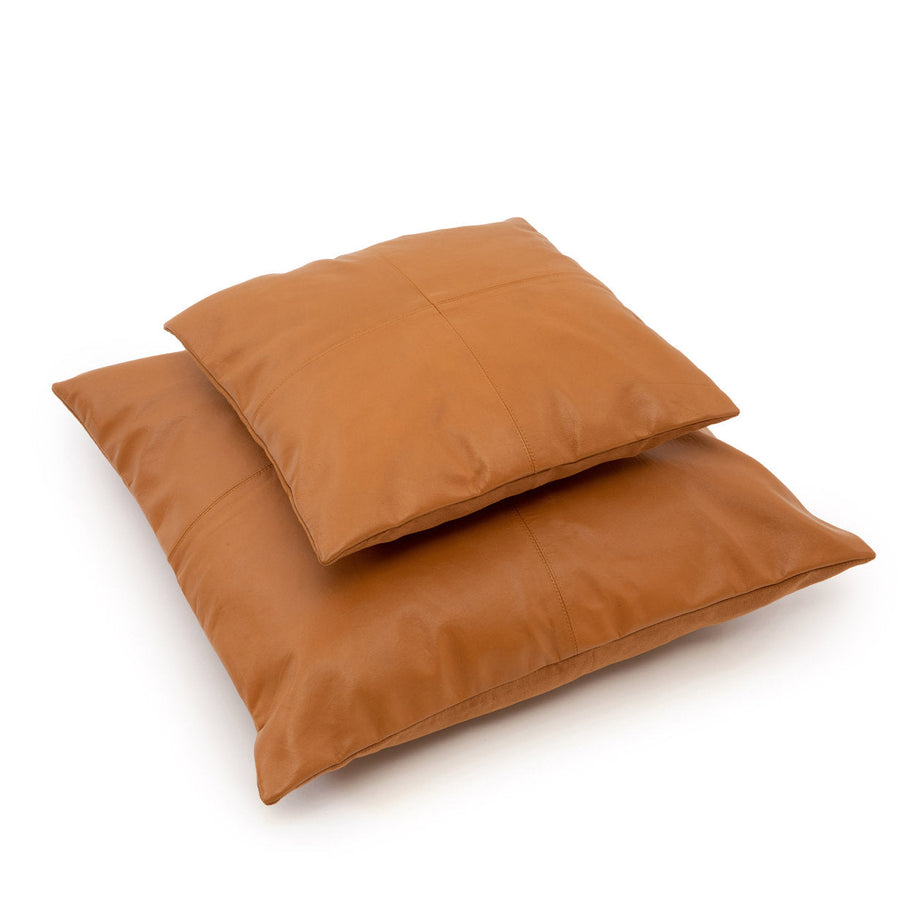 The Four-Panel Leather Cushion Cover - Camel - 40 x 40 cm