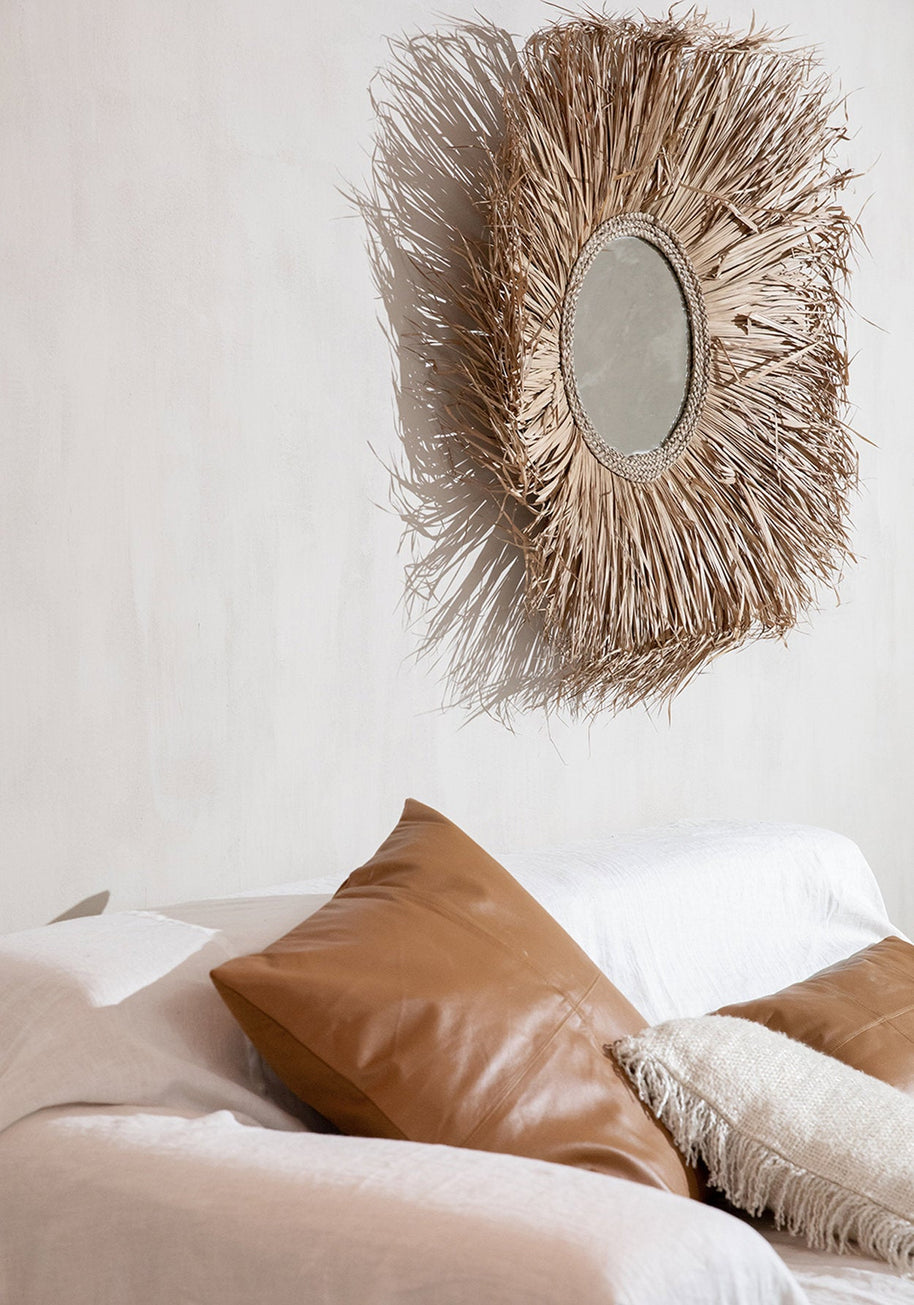The Four-Panel Leather Cushion Cover - Camel - 40 x 40 cm
