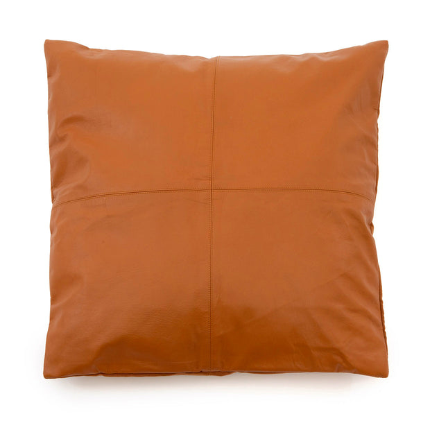 The Four Panel Leather Cushion Cover - Camel - 60x60