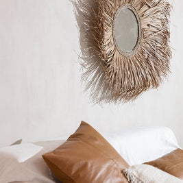 The Four Panel Leather Cushion Cover - Camel - 60x60