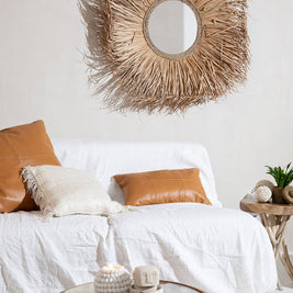 The Four Panel Leather Cushion Cover - Camel - 60x60