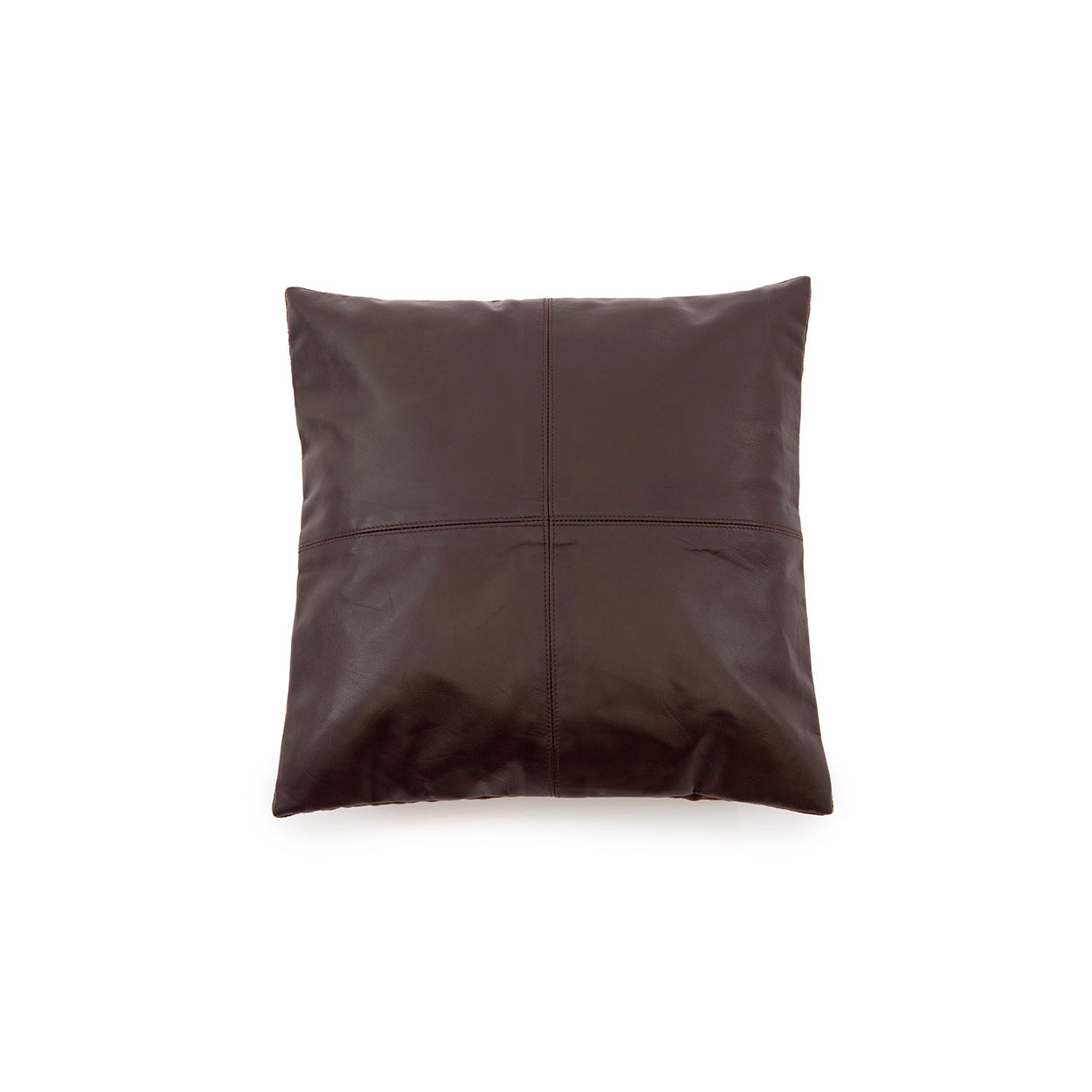 The Four-panel Leather Cushion Cover - Chocolate - 40 x 40 cm