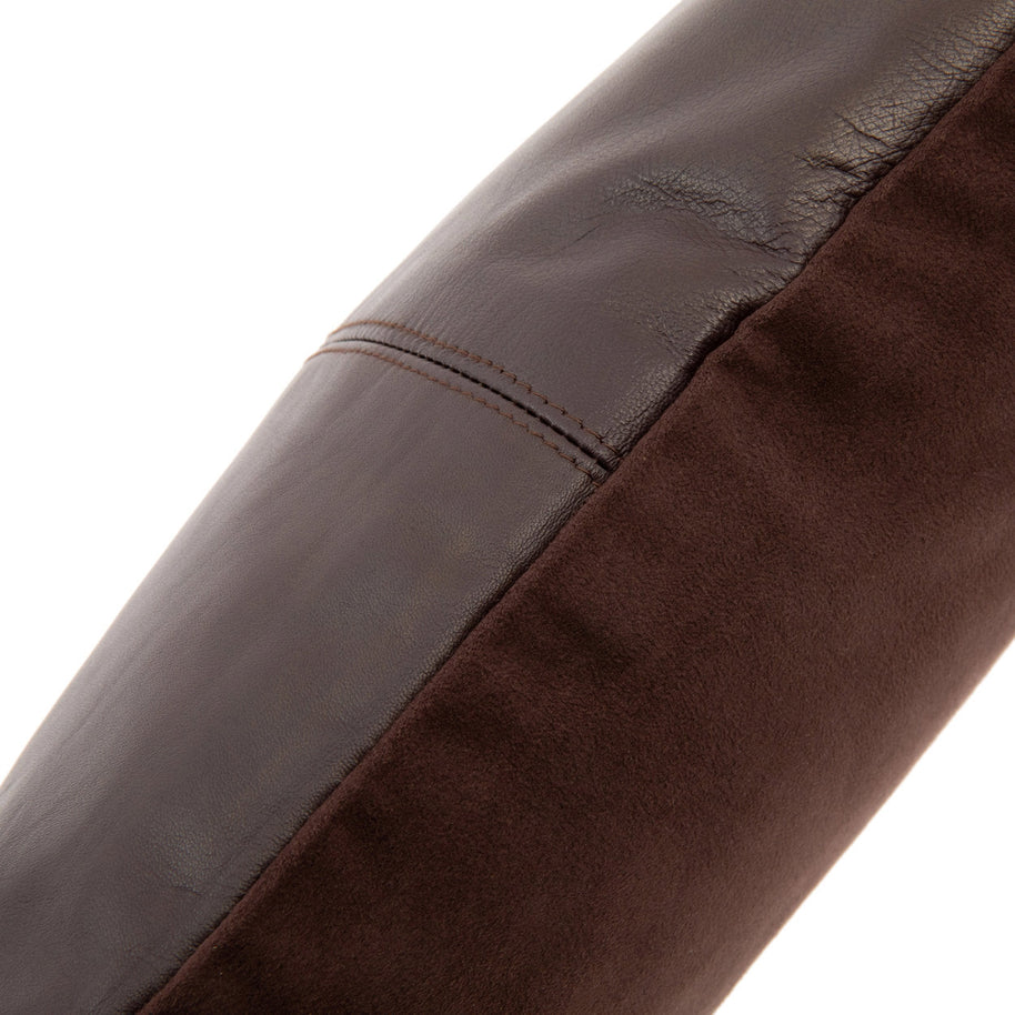 The Four-panel Leather Cushion Cover - Chocolate - 40 x 40 cm