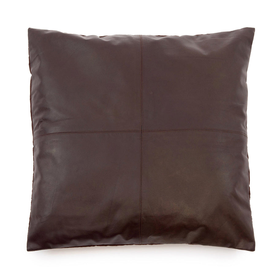 The Four-Panel Leather Cushion Cover - Chocolate - 60 x 60 cm