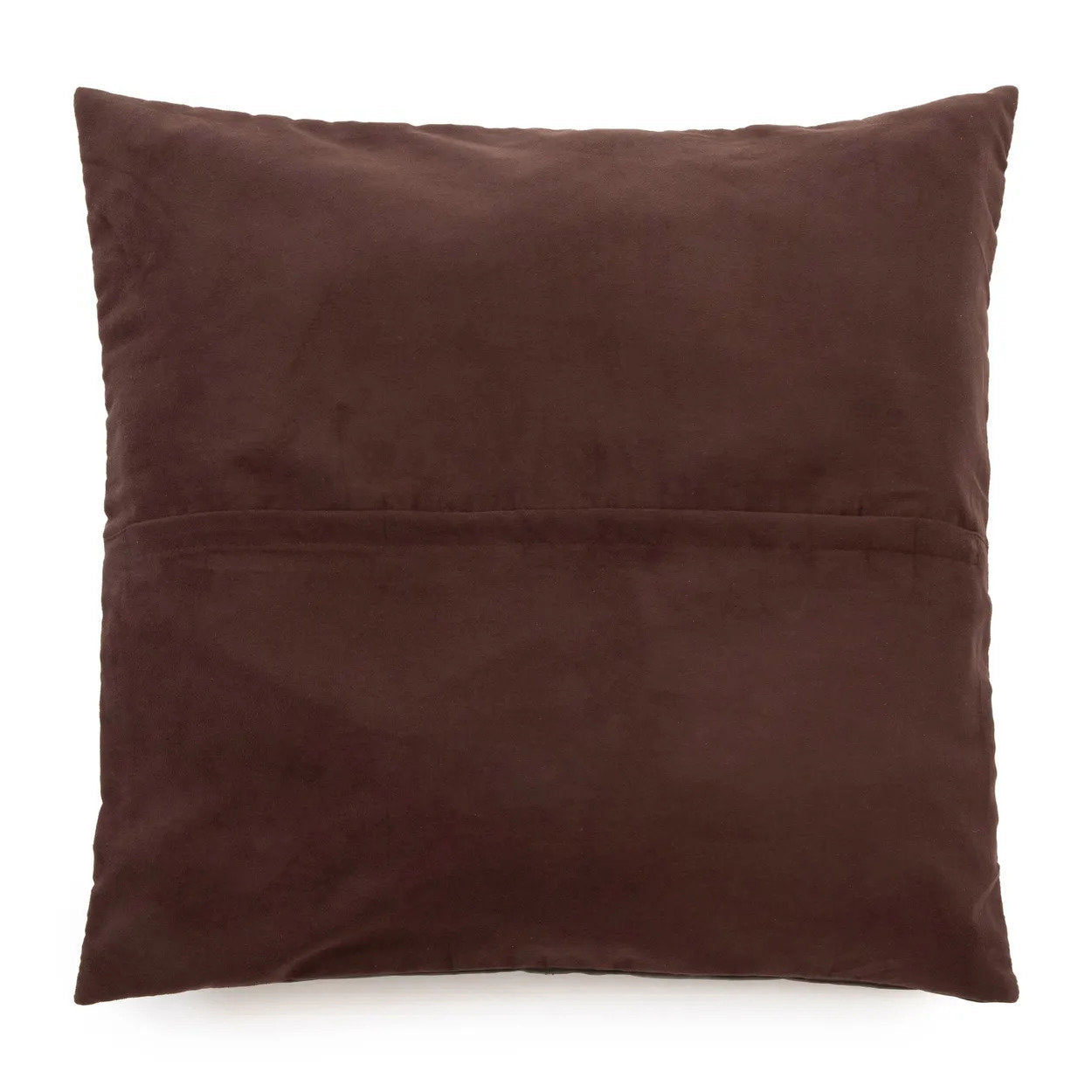 The Four-Panel Leather Cushion Cover - Chocolate - 60 x 60 cm