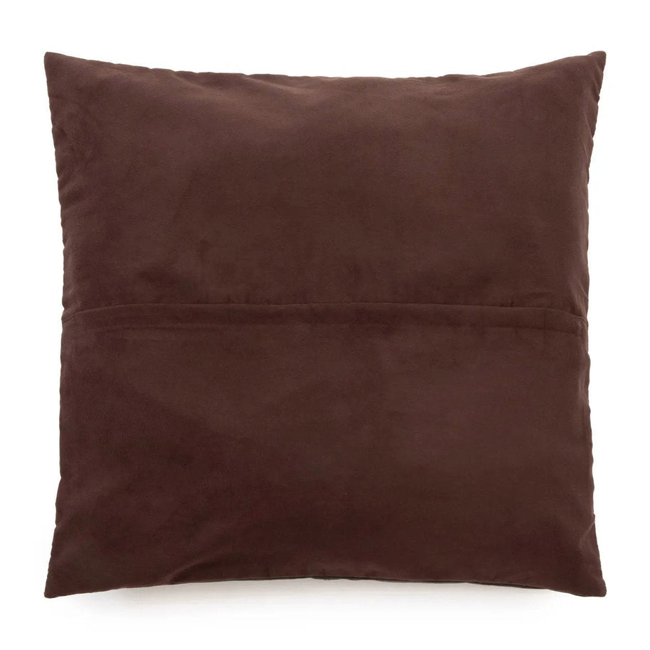 The Four-Panel Leather Cushion Cover - Chocolate - 60 x 60 cm