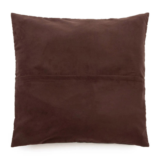 The Four-Panel Leather Cushion Cover - Chocolate - 60 x 60 cm