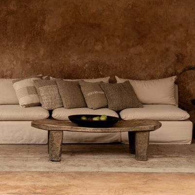 The Linen Damier Cushion Cover - Natural