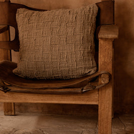 The Linen Damier Cushion Cover - Natural