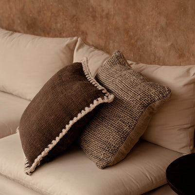 The Linen Grain Cushion Cover - Natural Black