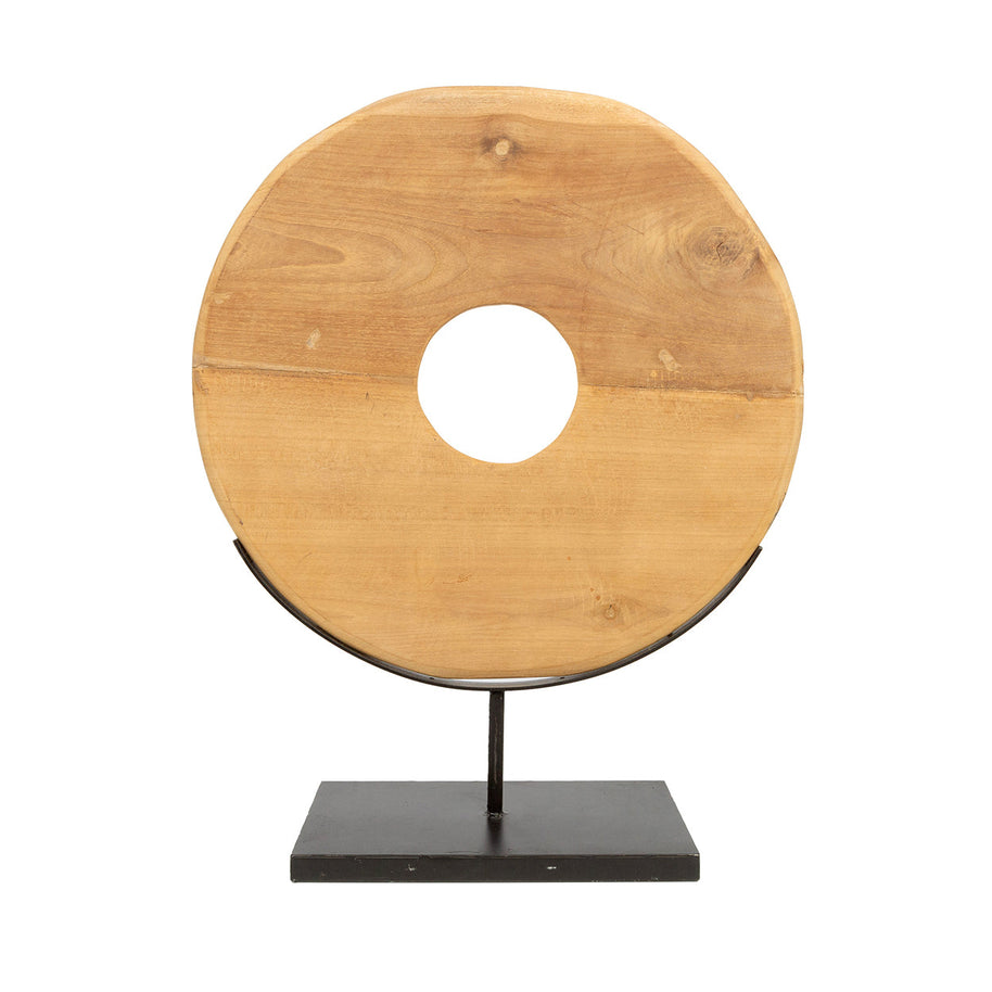 The Teak Disc on Stand - L