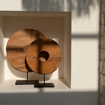 The Teak Disc on Stand - M