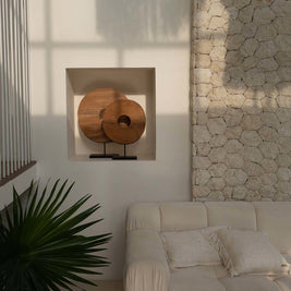 The Teak Disc on Stand - M