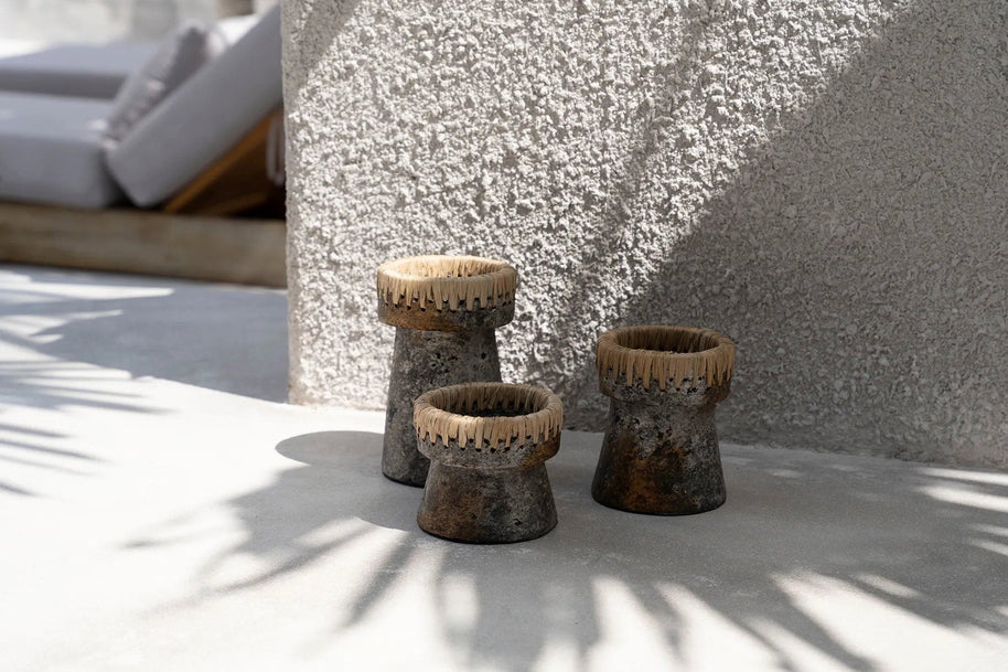 Pretty Candle Holder - Antique Grey - Large