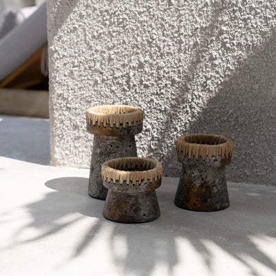 Pretty Candle Holder - Antique Grey - Large