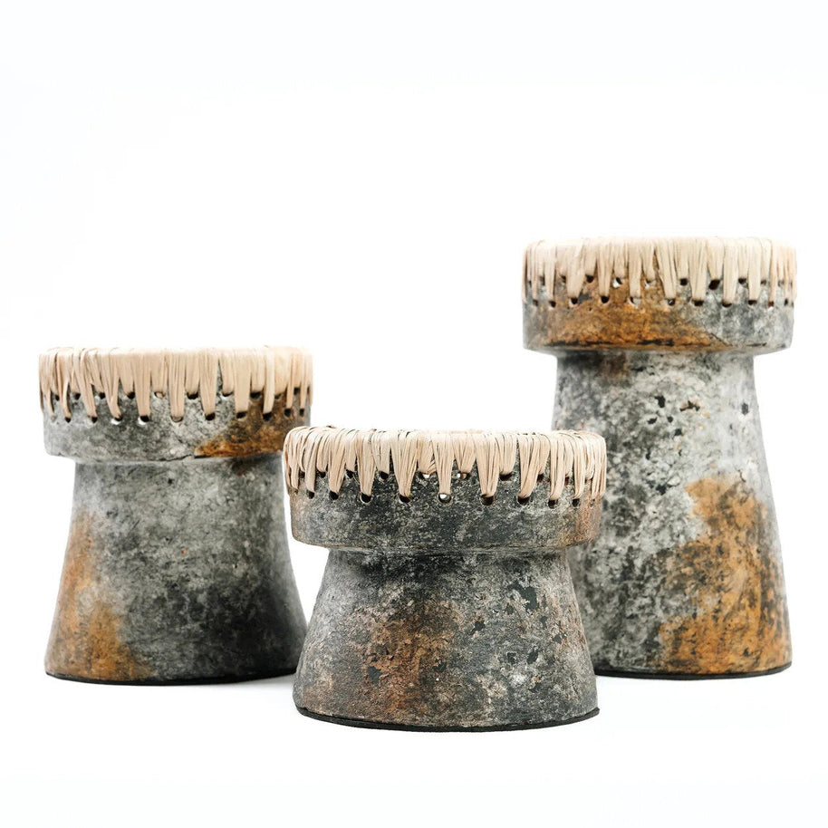 Pretty Candle Holder - Antique Grey - Large