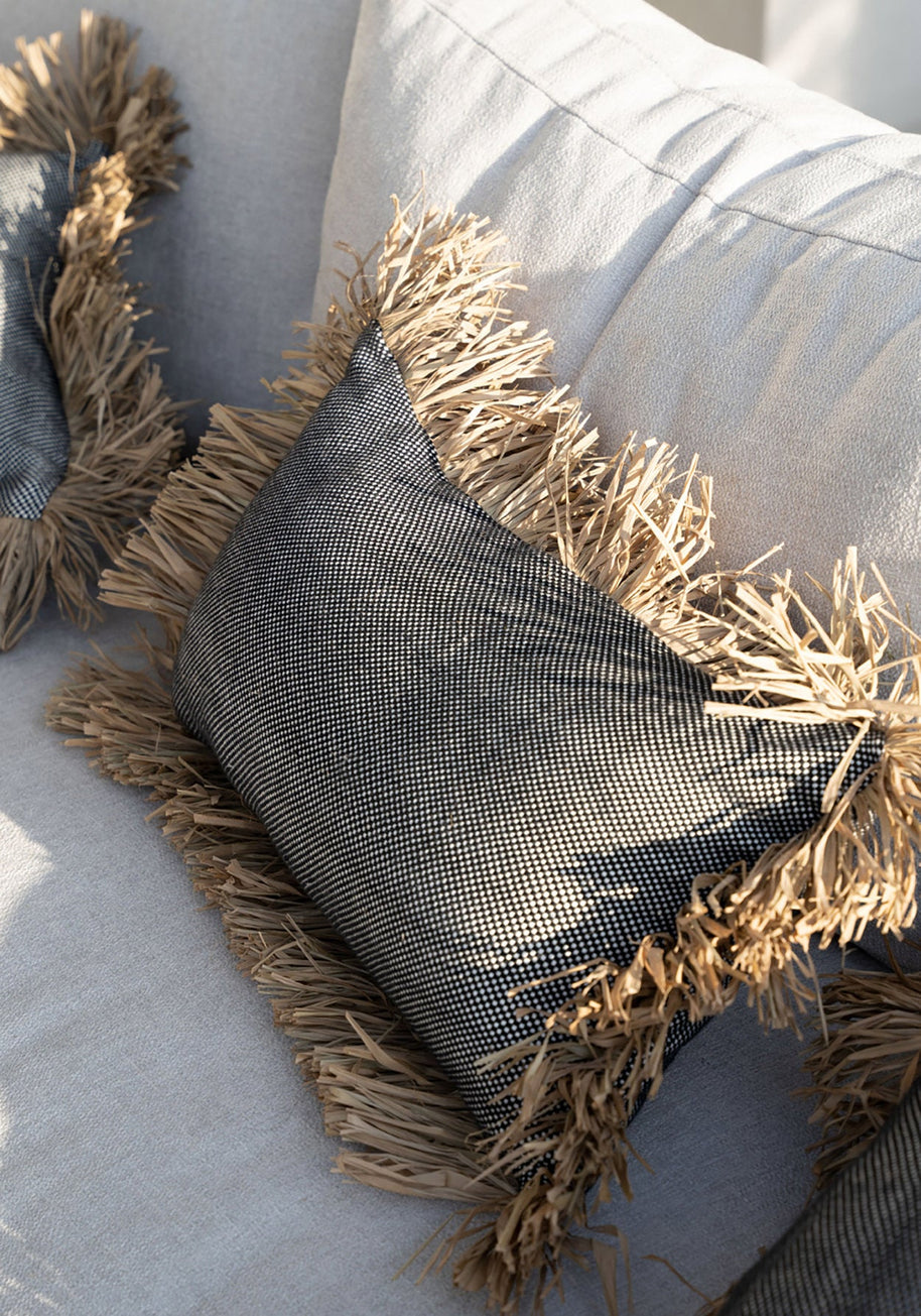 The Cotton Bonita Cushion Cover - Natural Black - 30 x 50 cm