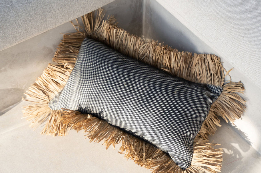 The Cotton Bonita Cushion Cover - Natural Black - 30 x 50 cm