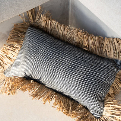 The Cotton Bonita Cushion Cover - Natural Black - 30 x 50 cm