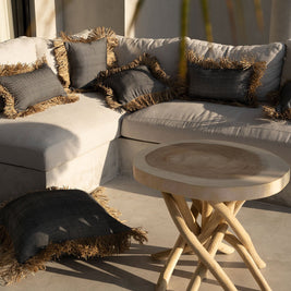 The Cotton Bonita Cushion Cover - Natural Black - 30 x 50 cm