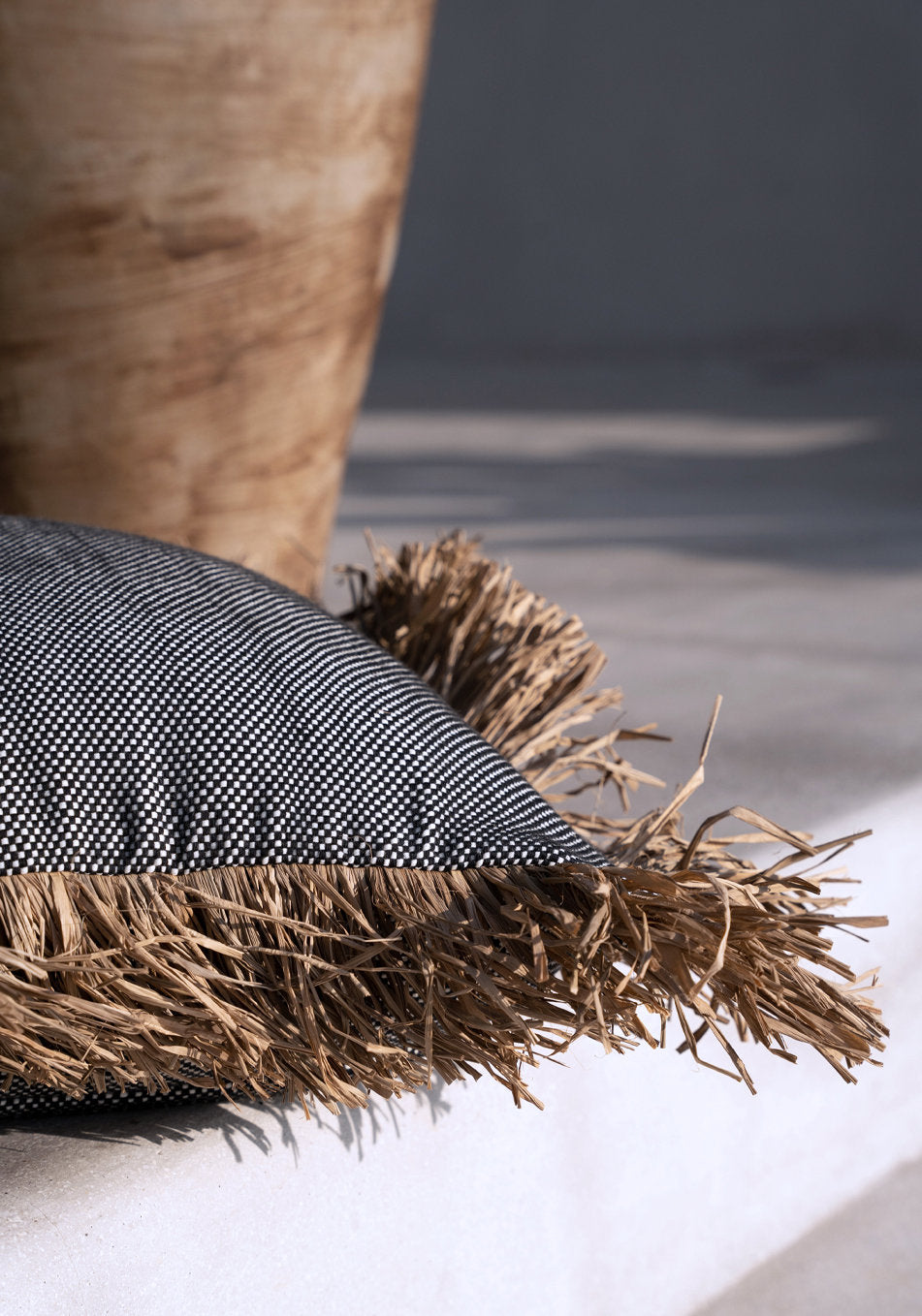 The Cotton Bonita Cushion Cover - Natural Black - 60 x 60 cm