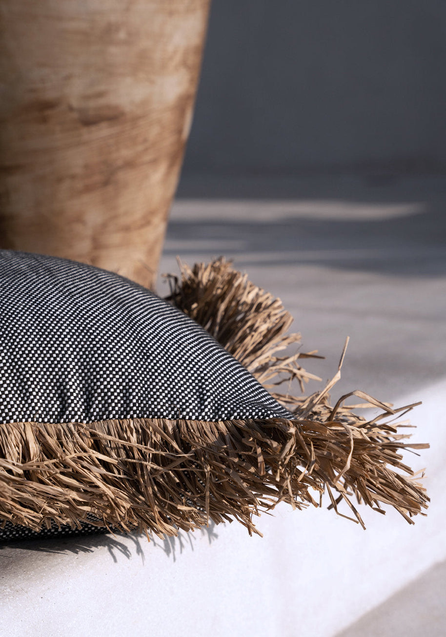 The Cotton Bonita Cushion Cover - Natural Black - 60 x 60 cm