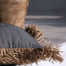The Cotton Bonita Cushion Cover - Natural Black - 60 x 60 cm
