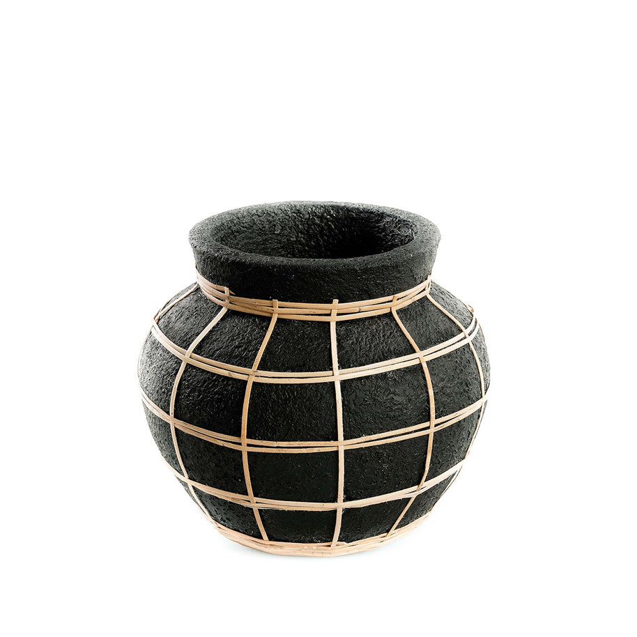The Belly Vase - Black/Natural - Small