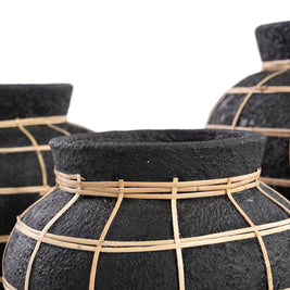 The Belly Vase - Black/Natural - Small