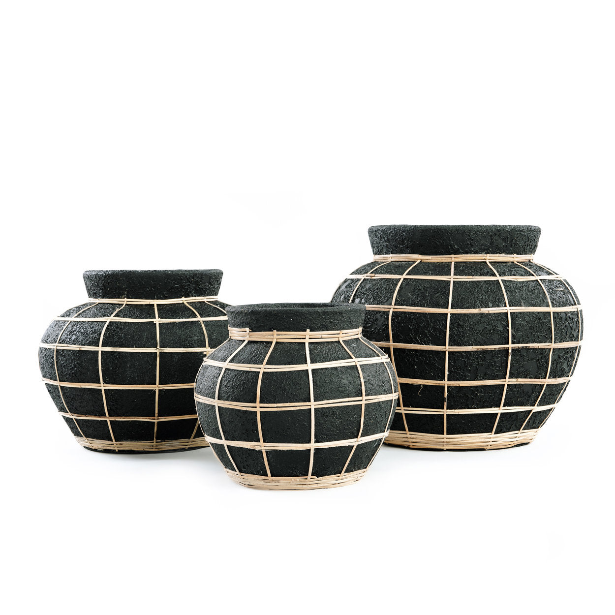 The Belly Vase - Black/Natural - Small