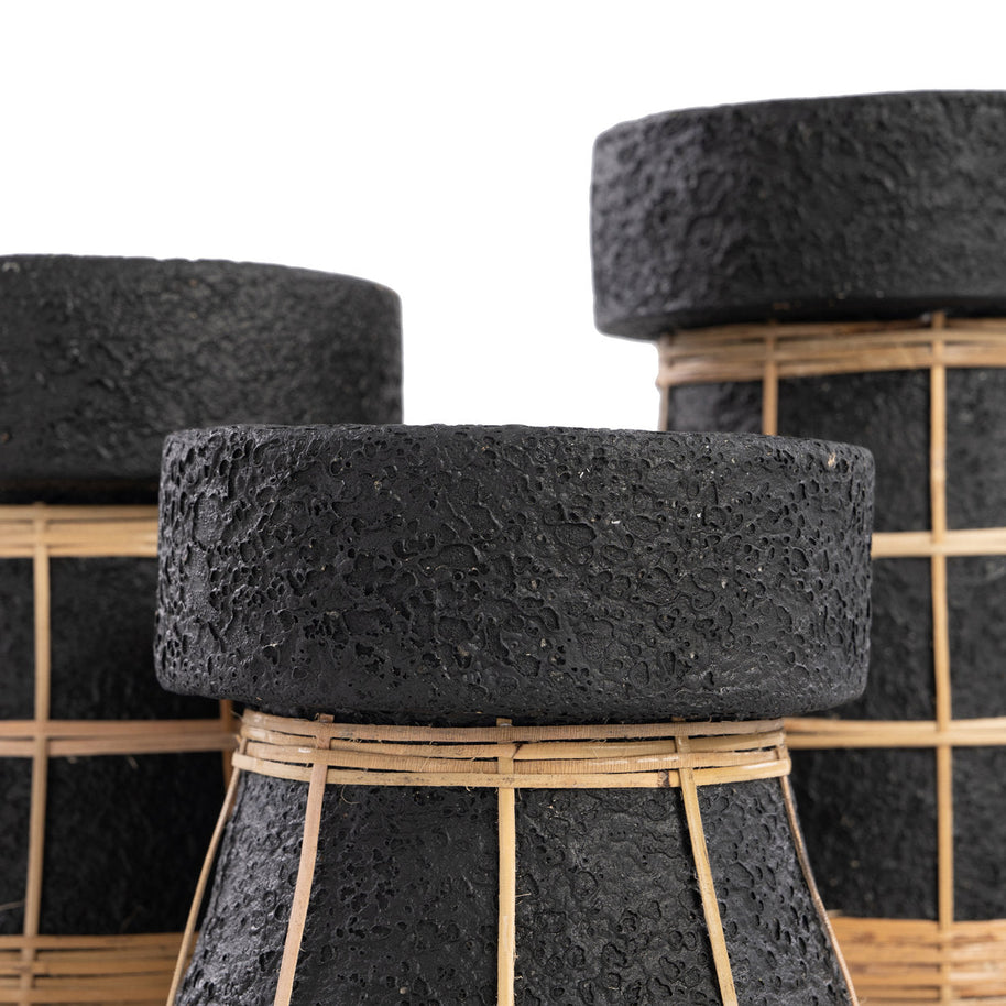 The Serene Candle Holder - Black/Natural - Large