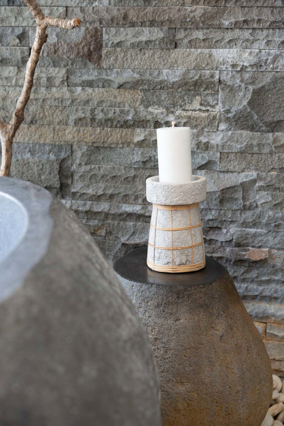 The Serene Candle Holder - Natural Concrete - Large