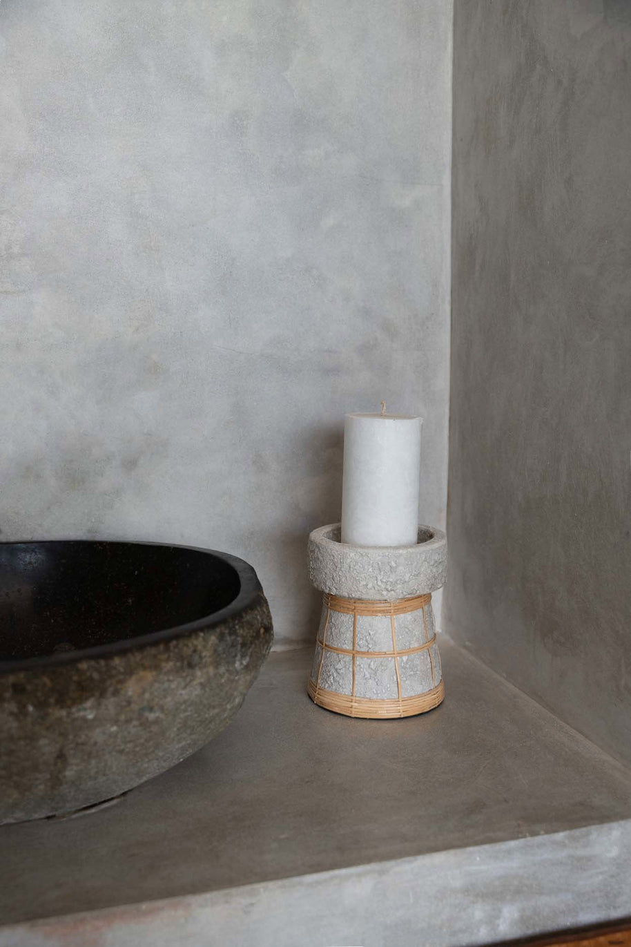 The Serene Candle Holder - Natural Concrete - Large