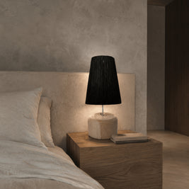 The Raffia Teak Wood Table Lamp - Natural Black
