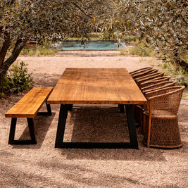Bench with iron legs - natural - 220