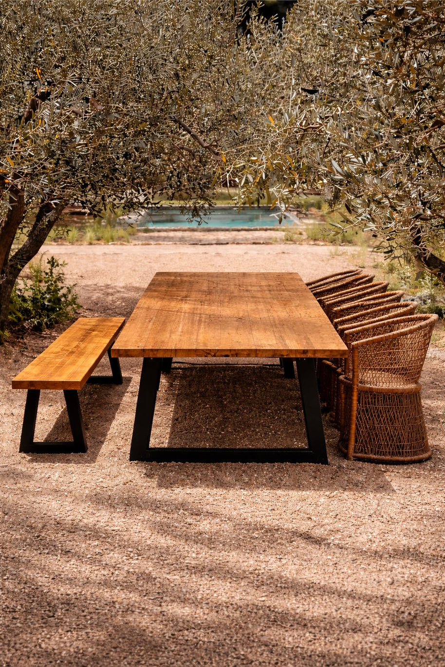 Bench with iron legs - natural - 280