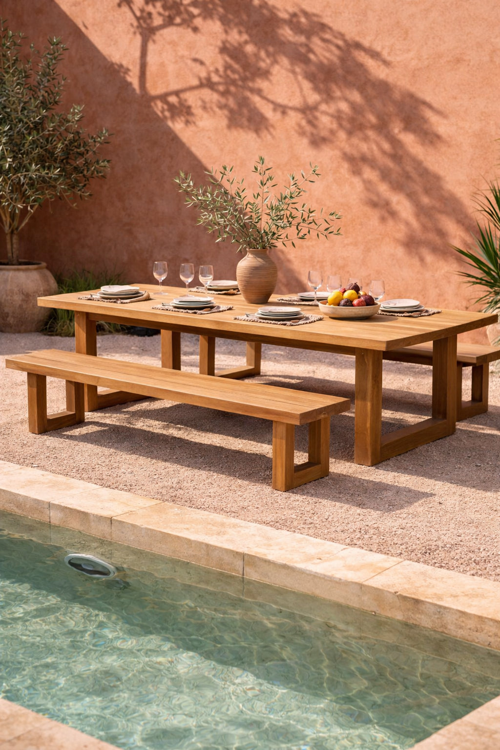 Bench with square foot - natural - 220