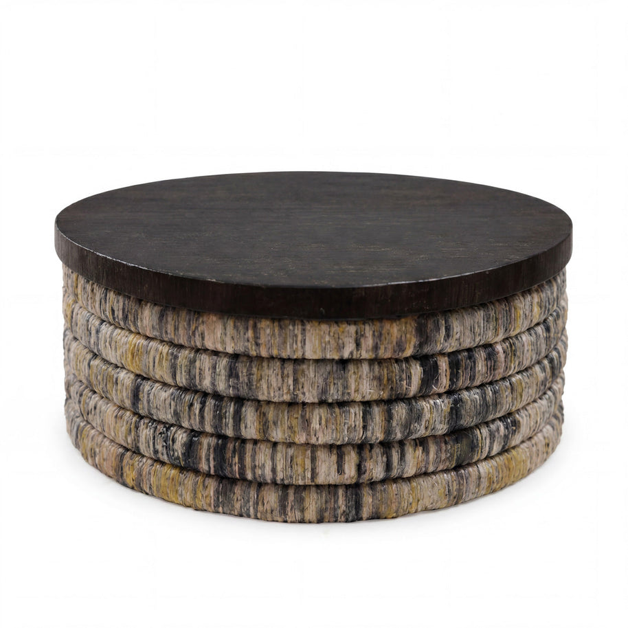 Magani Banana Round Grey-Wash Coffee Table